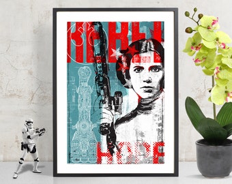 Princess Leia Star Wars Art, Princess Leia Poster, Rebel, Star Wars Gift, Star Wars Poster, Propaganda Poster, Star Wars Decor