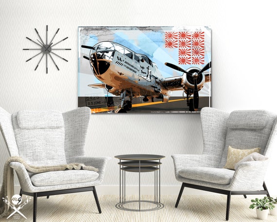 Flugzeugentdruck B 25 Mitchell Flugzeugkunst Jahrgang Wwii Flugzeug Decor Militargeschenk Flugzeug Pilot Geschenk Flugzeug Wall Art Art Print