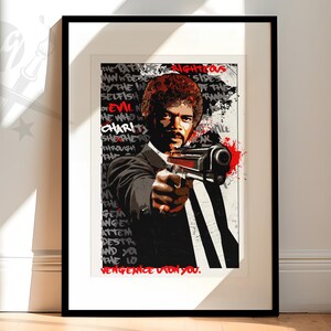 Pulp Fiction - Jules Winnfield - Samuel L Jackson, Pulp Fiction fan art illustration | Available as Art Print, Canvas Wall Art or Framed