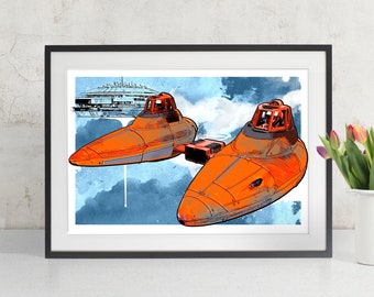 Star Wars Art - Cloud Cars - Star Wars Poster, art print, Star Wars art print, fan art illustration, Star Wars gift idea, watercolor art.