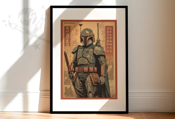 Samurai Boba Fett Star Wars Art Print | Japanese Wood Block Style