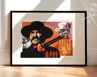 Tombstone Kurt Russell as Wyatt Earp, Movie Quote Poster, fan art illustration, Art Print, Poster Art, Western Art, Man Cave, Western decor
