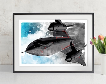 Lockheed SR-71 Blackbird Airplane Art, vintage Airplane Decor, Military Gift, Aviation Pilot gift, Art Print, United States Air Force art