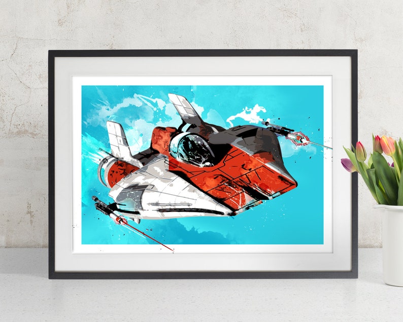 Star Wars Poster A-Wing Starfighter Star Wars Art, Art Print, Star Wars print, fan art illustration, Star Wars gift, watercolor art. image 1