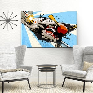 Airplane Art P-40 Warhawk Airplane Print, WWII Vintage Airplane, Military Gift, Airplane Decor, Art Print, Aviation, Pilot Gift, pop art image 8