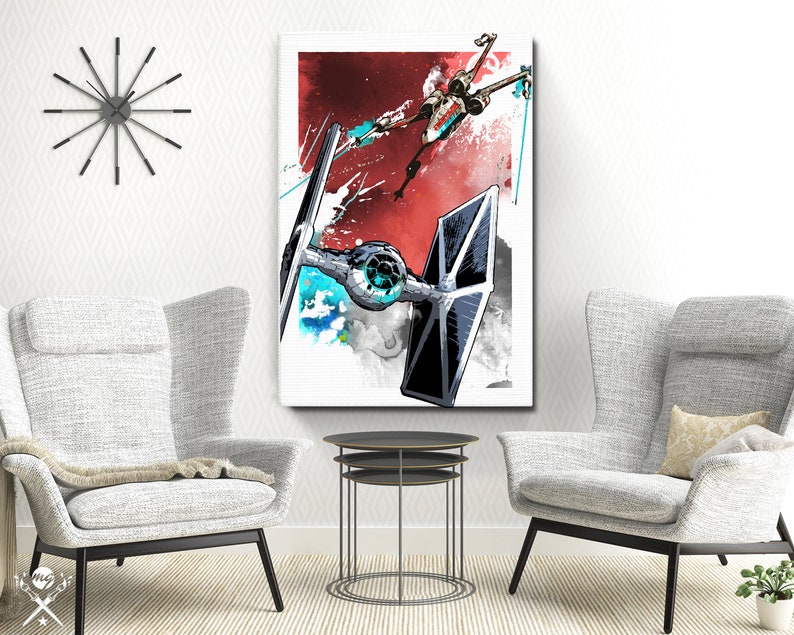 Star Wars Art X-wing and Tie Fighter battle Star Wars Poster, Art Print, Star Wars print, Star Wars Kids Room Decor, Nerd, Geek, fan art image 8