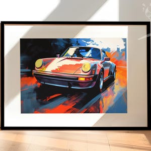 Porsche 911 Retro Car Illustration | Gift for Dad | Classic Car Art | Porsche Painting | Available as Art Print, Canvas Wall Art or Framed