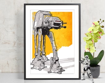 Star Wars Imperial AT-AT Walker Art Print, Minimalist, Pop Art, Star Wars Poster, Star Wars fan art illustration, Star Wars Gift