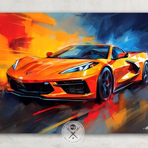 Corvette C8 Fine Art Print Available as a poster print or canvas art Gift for Car Lovers and Chevy Enthusiasts image 2