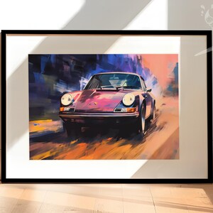 Porsche 911 Classic Car Painting | Gift for Car Lovers or Porsche Enthusiast | Available as Art Print, Canvas Wall Art or Framed