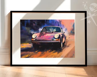 Porsche 911 Classic Car Painting | Gift for Car Lovers or Porsche Enthusiast | Available as Art Print, Canvas Wall Art or Framed
