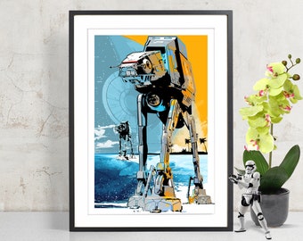 AT-AT Walker Star Wars Art  Star Wars Rogue One Art Print  Star Wars Watercolor art  Star Wars Poster  Star Wars gift  Nerd Fan Art