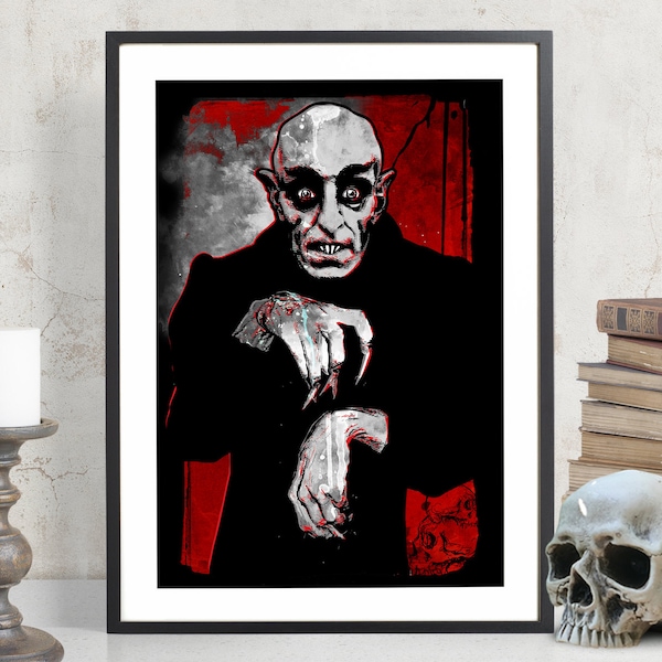 Nosferatu, Vampire, classic horror movie monster Art Print, vintage monster movie Poster, Gothic macabre home decor