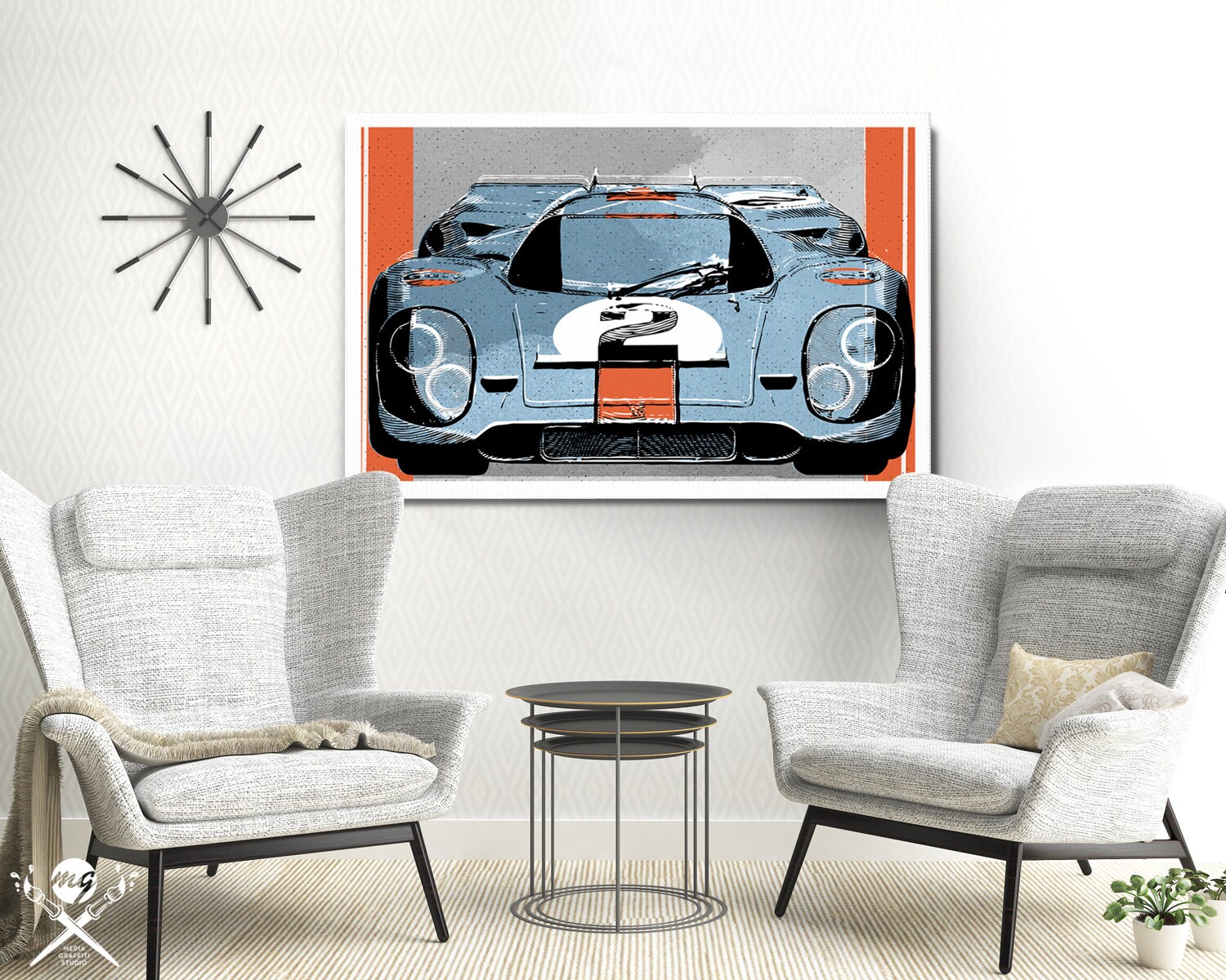 Porsche 917 Golf Rennwagen Auto-Kunst Automobil-Dekor Mann | Etsy