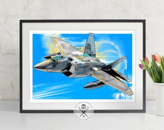 F-22 Raptor Airplane Print, Pop Art, Jet, Airplane Decor, Art Print, Military Gift, Aviation, Pilot gift