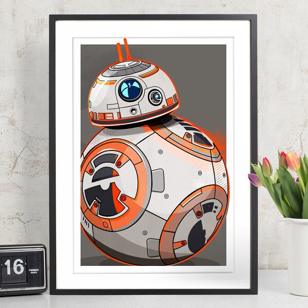BB8 - Star Wars - The Force Awakens, Star Wars Poster, BB8 Print, Star Wars Print, BB8 Poster, fan art illustration, Star Wars gift