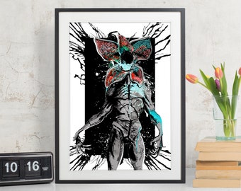 Stranger Things Demogorgon Art Print, FAN ART illustration, Netflix, Stranger Things Poster, Demogorgon geek decor, Stranger Things gift