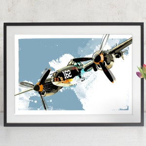 Airplane Print - P-38 Lightning - Airplane Art, WWII airplane, Airplane Decor, Military Gift, Aviation, Airplane Nursery Pilot gift