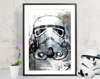 Stormtrooper Star Wars Poster Art Print, Stormtrooper helmet, Star Wars Gift, Graffiti Street Art style Pop Art, Nerd Gifts for Him