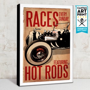 Car Art Hot Rod Races Auto Art, vintage car, Automobile Art, Automotive Decor, Man Cave Art, Car Gift, Art Print, Garage Art, Art Print image 6