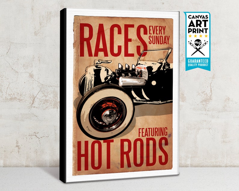 Car Art Hot Rod Races Auto Art, vintage car, Automobile Art, Automotive Decor, Man Cave Art, Car Gift, Art Print, Garage Art, Art Print image 6