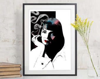 Pulp Fiction - Uma Thurman Mia Wallace - Art Print, Pulp Fiction poster, fan art, Quentin Tarantino, Pop Art, Minimalist, Movie Poster