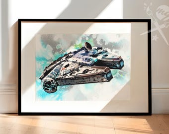 Impression Toile Millennium Falcon Star Wars - Art Mural Grand Format - Prêt à Accrocher