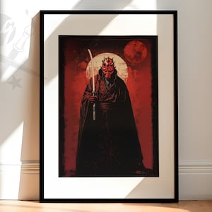 Samurai Darth Maul Star Wars Art Print | Japanese Wood Block style, Fan Art Illustration - Available as Art Print, Canvas or Framed Wall Art