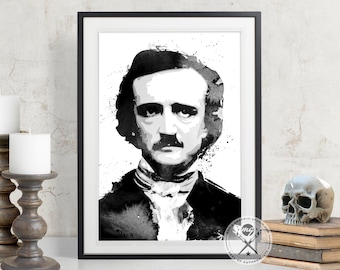 Edgar Allan Poe Art Print, Gothic Poster, Gift for Goth