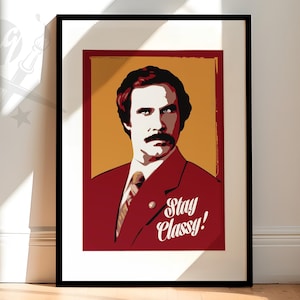 Will Ferrell Anchorman Ron Burgandy Pop Art Celebrity Portrait | Fan Art Illustration - Available as Art Print or Canvas Wall Art