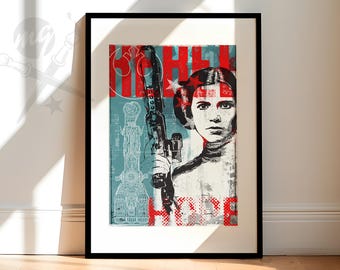 Princess Leia Star Wars Art, Princess Leia Poster, Rebel, Star Wars Gift, Star Wars Poster, Propaganda Poster, Vintage Star Wars