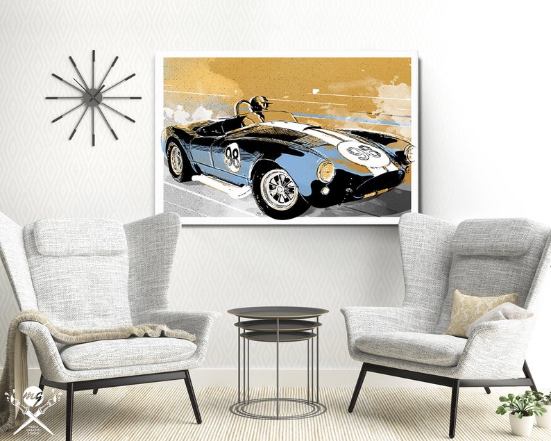 Car Art Ford Shelby Cobra 427 Auto Art, Automobile Art, Automotive Decor, Man Cave Art, Car Gift, Art Print, Race Car Poster, Garage Art image 8