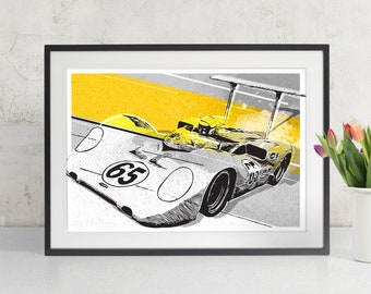 Car Art - Chaparral vintage race car - Auto Art, Automotive Decor, Man Cave Art, Car Gift, Art Print, Race Car Poster, Garage Art