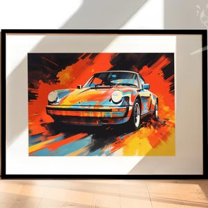 Porsche 911 modern Pop Art style Poster | Gift for Dad | Available as Print, Canvas Wall Art or Framed | Gift for Porsche fans