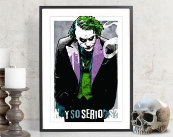 The Joker - Heath Ledger - "Why So Serious?" Movie Poster, Art Print, Poster Art, Pop Art, Man Cave Decor, Geek decor