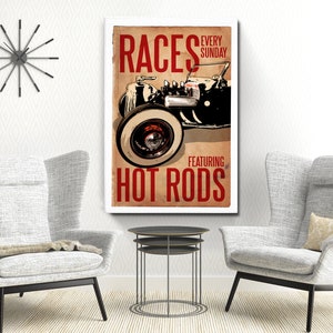 Car Art Hot Rod Races Auto Art, vintage car, Automobile Art, Automotive Decor, Man Cave Art, Car Gift, Art Print, Garage Art, Art Print image 7