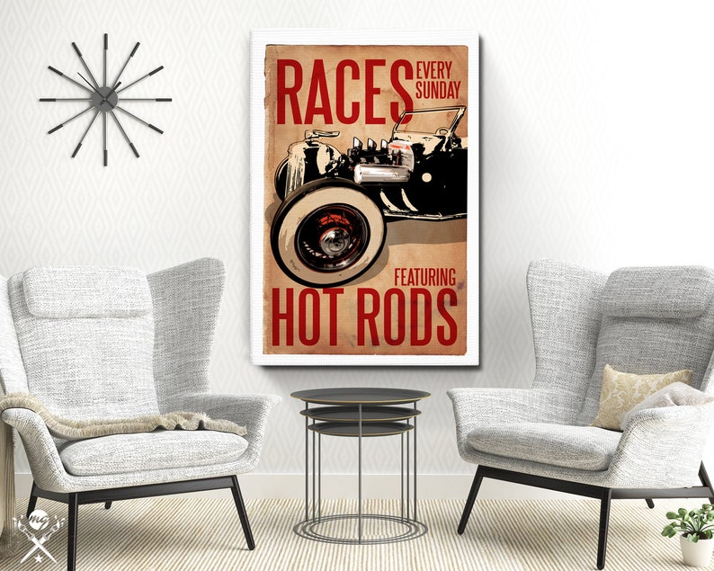 Car Art Hot Rod Races Auto Art, vintage car, Automobile Art, Automotive Decor, Man Cave Art, Car Gift, Art Print, Garage Art, Art Print image 7