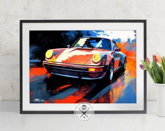 Porsche 911 Poster | Fine Art Illustration | Available as a Poster, Print or Canvas Art | Gift for Guys