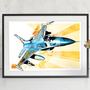 Airplane - F-16 Fighting Falcon - Airplane Art, fighter jet, Airplane Print, Military Gift, Airplane Decor, Aviation, Pilot gift, Art print