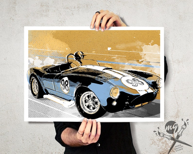 Car Art Ford Shelby Cobra 427 Auto Art, Automobile Art, Automotive Decor, Man Cave Art, Car Gift, Art Print, Race Car Poster, Garage Art image 3