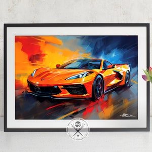 Corvette C8 Fine Art Print Available as a poster print or canvas art Gift for Car Lovers and Chevy Enthusiasts image 1