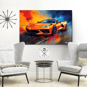 Corvette C8 Fine Art Print Available as a poster print or canvas art Gift for Car Lovers and Chevy Enthusiasts image 5