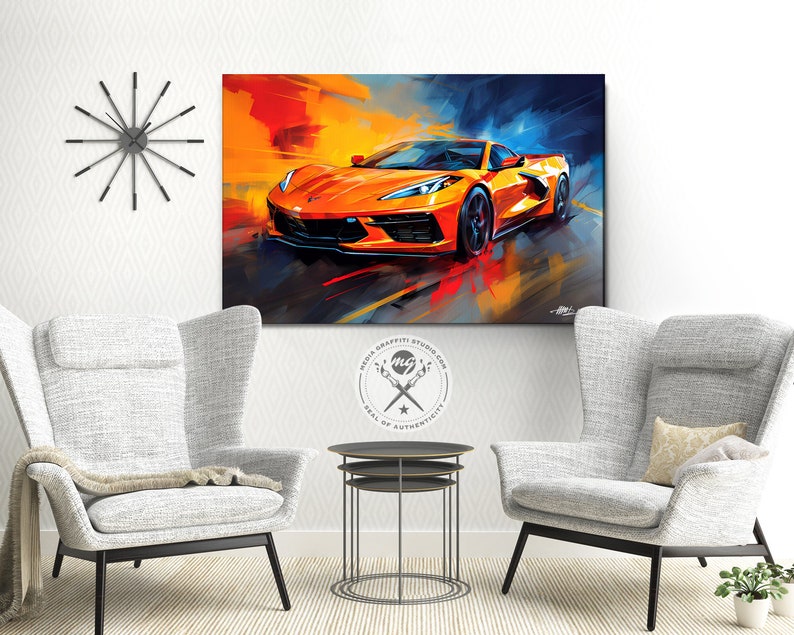 Corvette C8 Fine Art Print Available as a poster print or canvas art Gift for Car Lovers and Chevy Enthusiasts image 5