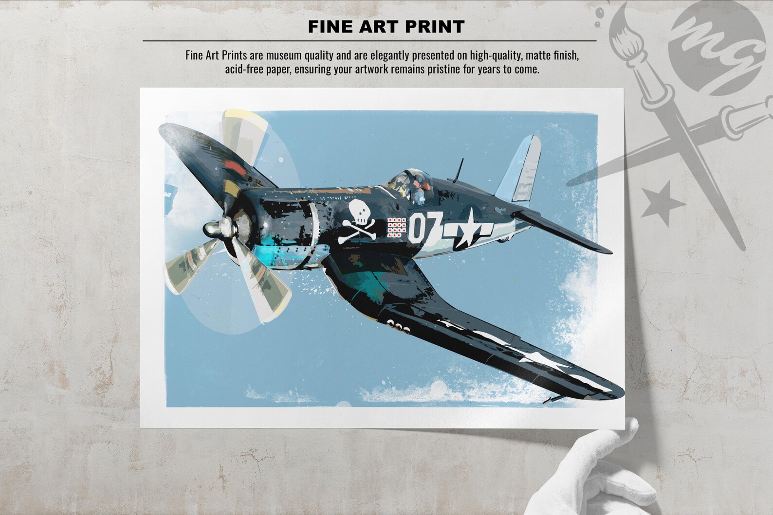 F4U Corsair Airplane Art Print | Vintage WWII Airplane Decor | US Navy ...