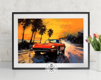 Ferrari Daytona fine art illustration, available as a poster print or canvas art