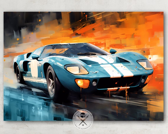 Ford GT40 Fine Art Print, Classic Car Auto Decor, Wall Art Poster 