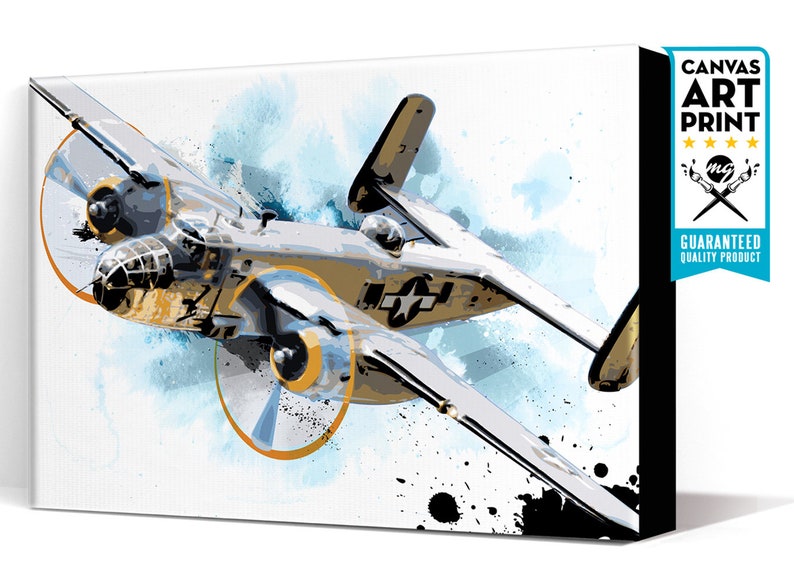 Airplane Art B25 Bomber Airplane Print, WWII vintage Airplane Decor, Military Gift, Aviation, airplane nursery, Pilot gift, Art Print image 7