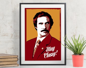 Will Ferrell fan art Anchorman Poster, Pop Art Celebrity Portrait, Fan Art, Art Print, Dorm Decor, Movie Art, Poster, Geerkery Art