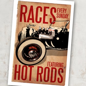 Car Art Hot Rod Races Auto Art, vintage car, Automobile Art, Automotive Decor, Man Cave Art, Car Gift, Art Print, Garage Art, Art Print image 2