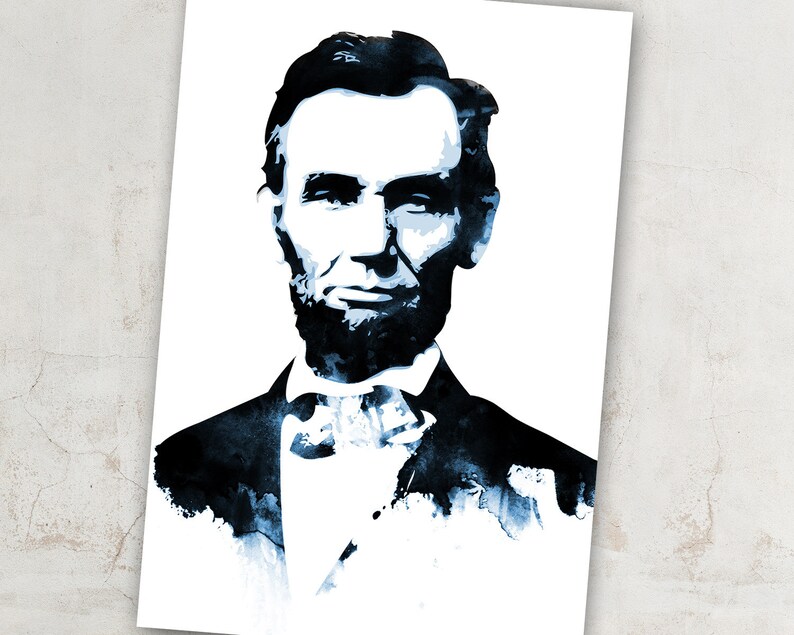 Abraham Lincoln President Art Print, Abraham Lincoln art, American President art, Abraham Lincoln poster, Portrait painting, USA decor image 2